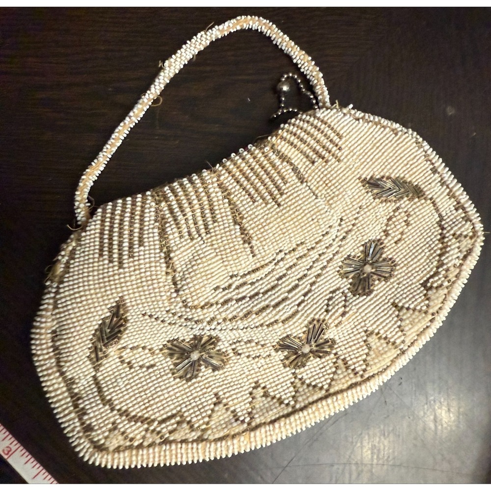 Vintage Beaded Handbag Evening Bag Clutch Purse Wedding Party‎ Floral